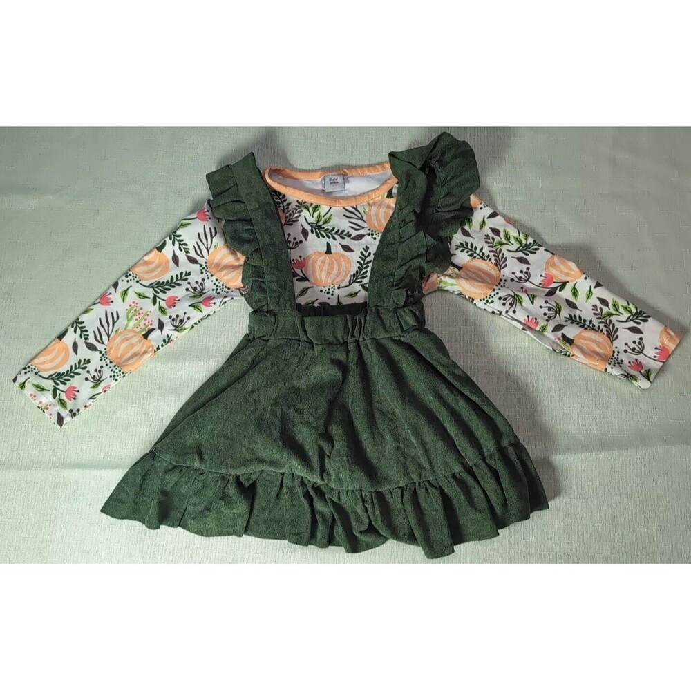 Dash Of Glitter Size Medium Toddler Girls Pumpkin Dress Outfit Boutique EUC